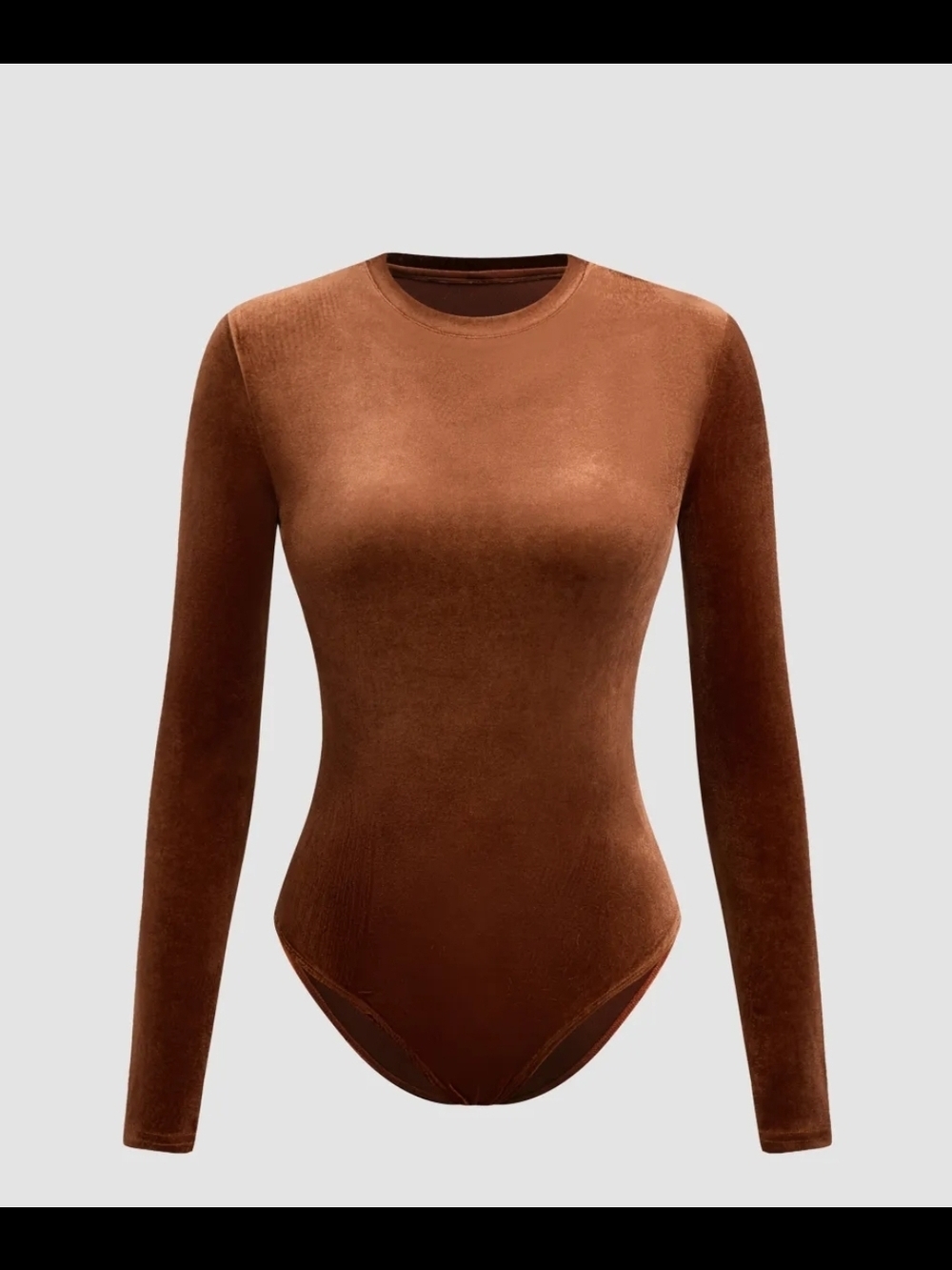 Classic Long-Sleeve Bodysuit in Rust Brown